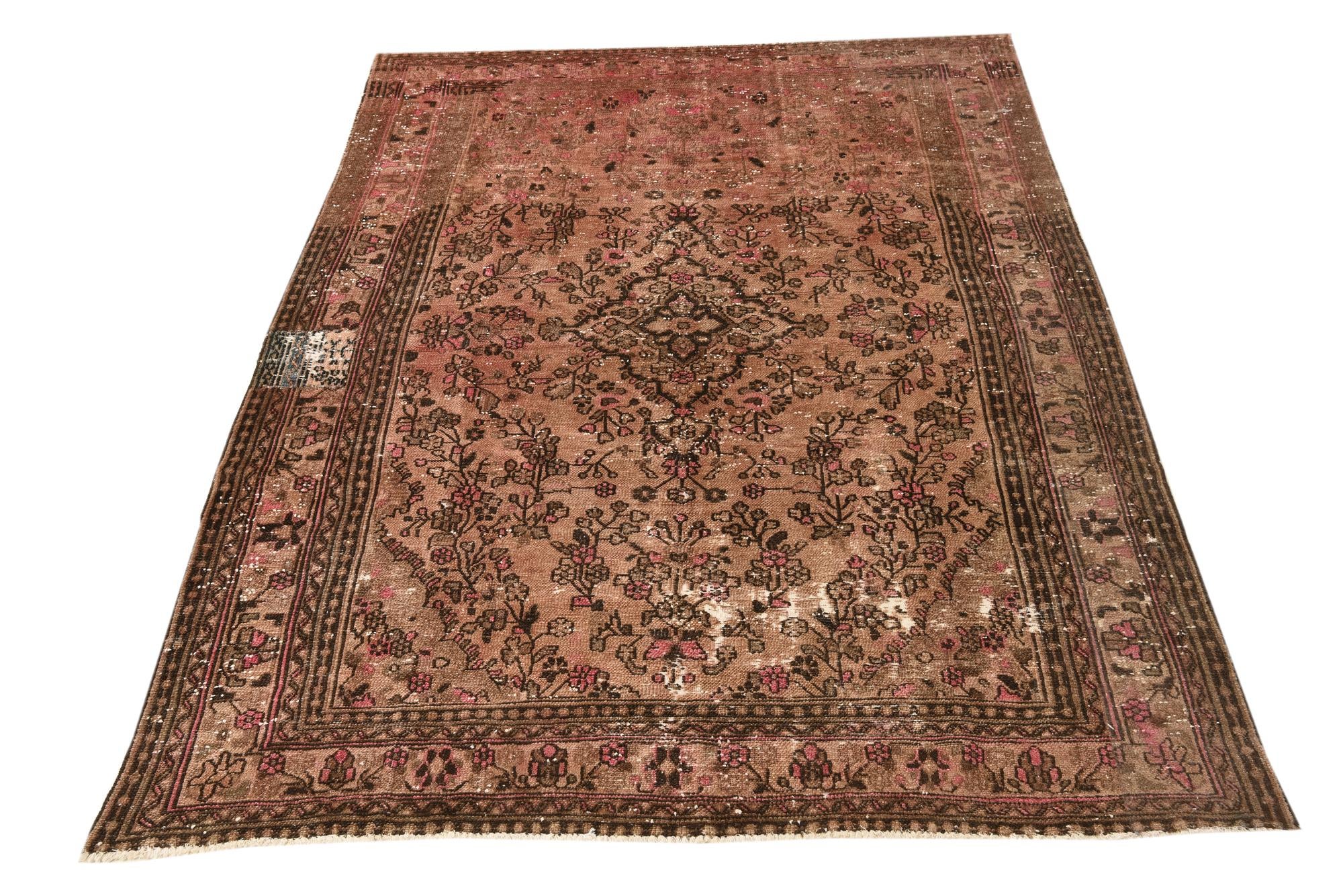 205cm x 300cm Hand Knotted Ultra Vintage Persian Wool Rug