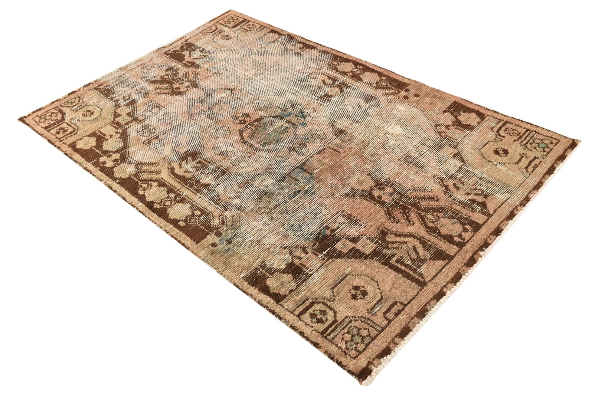 3' 7 x 5' 8 Hand Knotted Ultra Vintage Persian Wool Rug