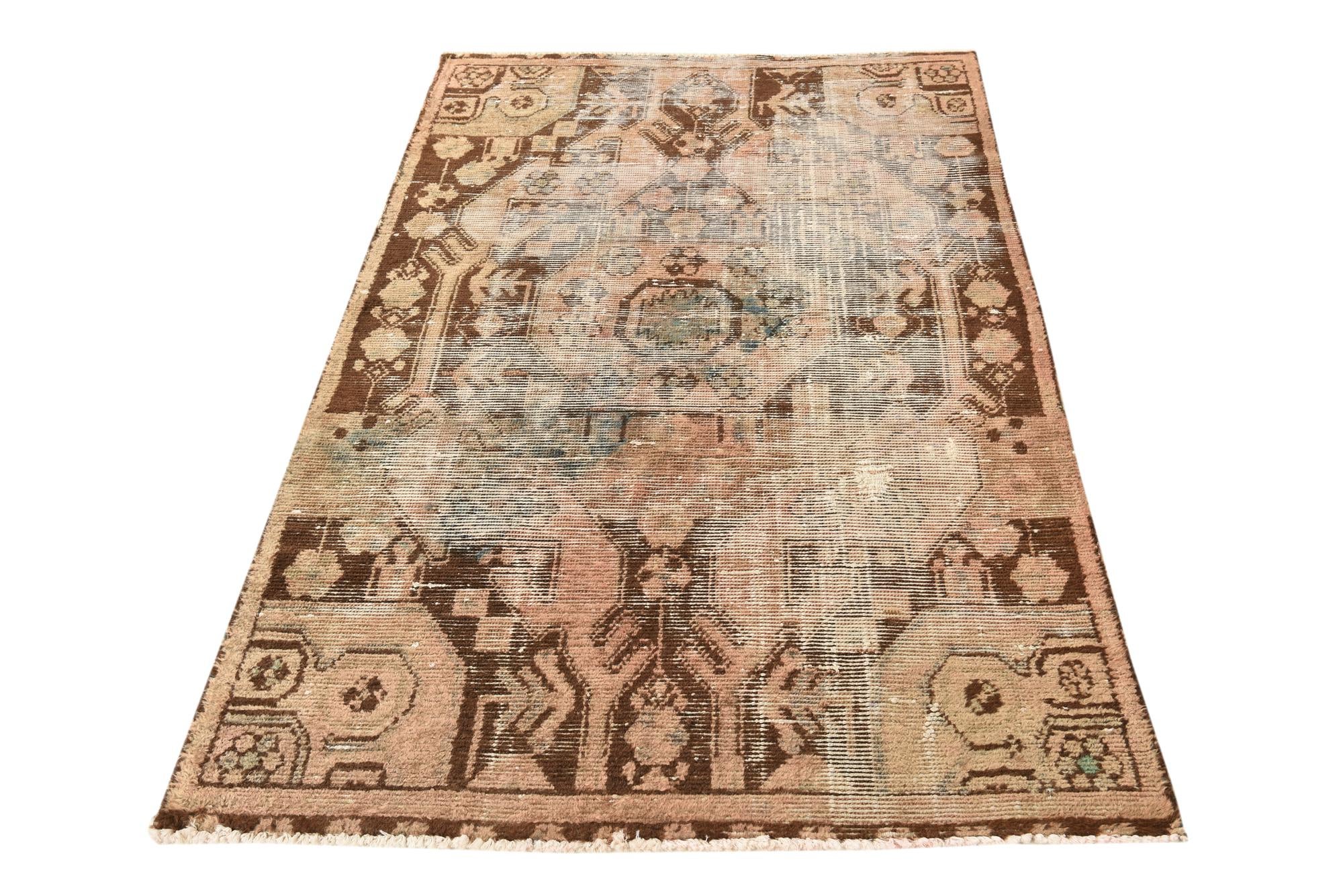 3' 7 x 5' 8 Hand Knotted Ultra Vintage Persian Wool Rug