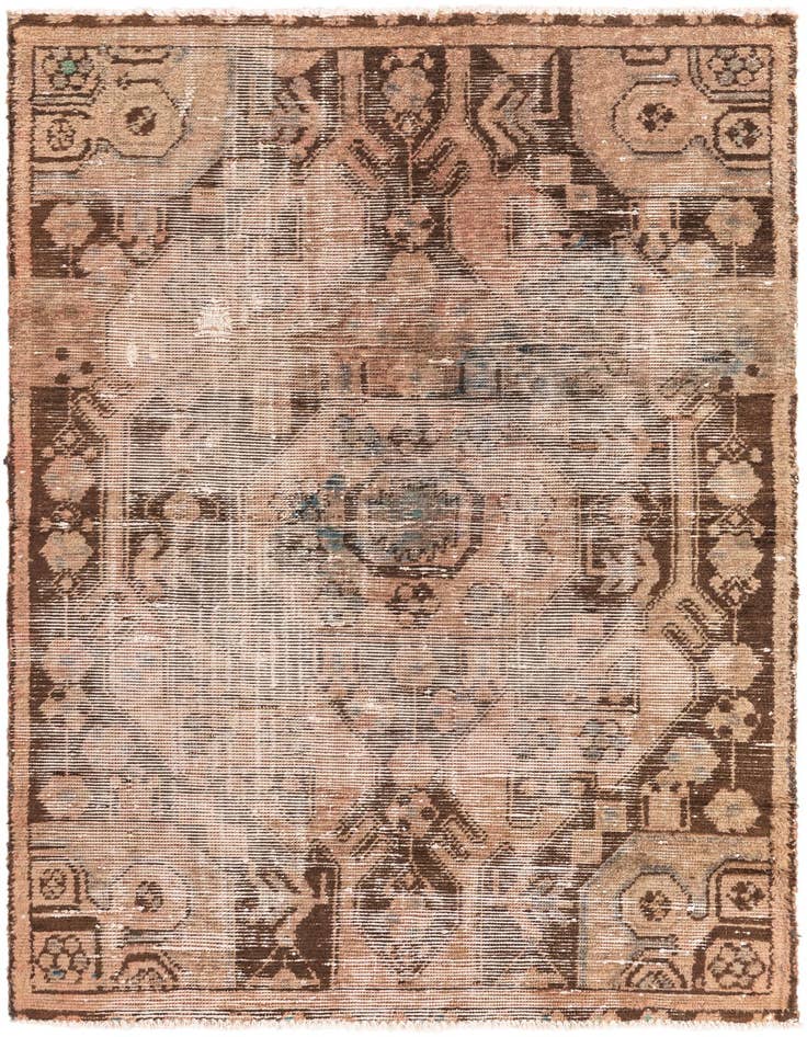 Detail image of 3' 7 x 5' 8 Hand Knotted Ultra Vintage Persian Wool Rug