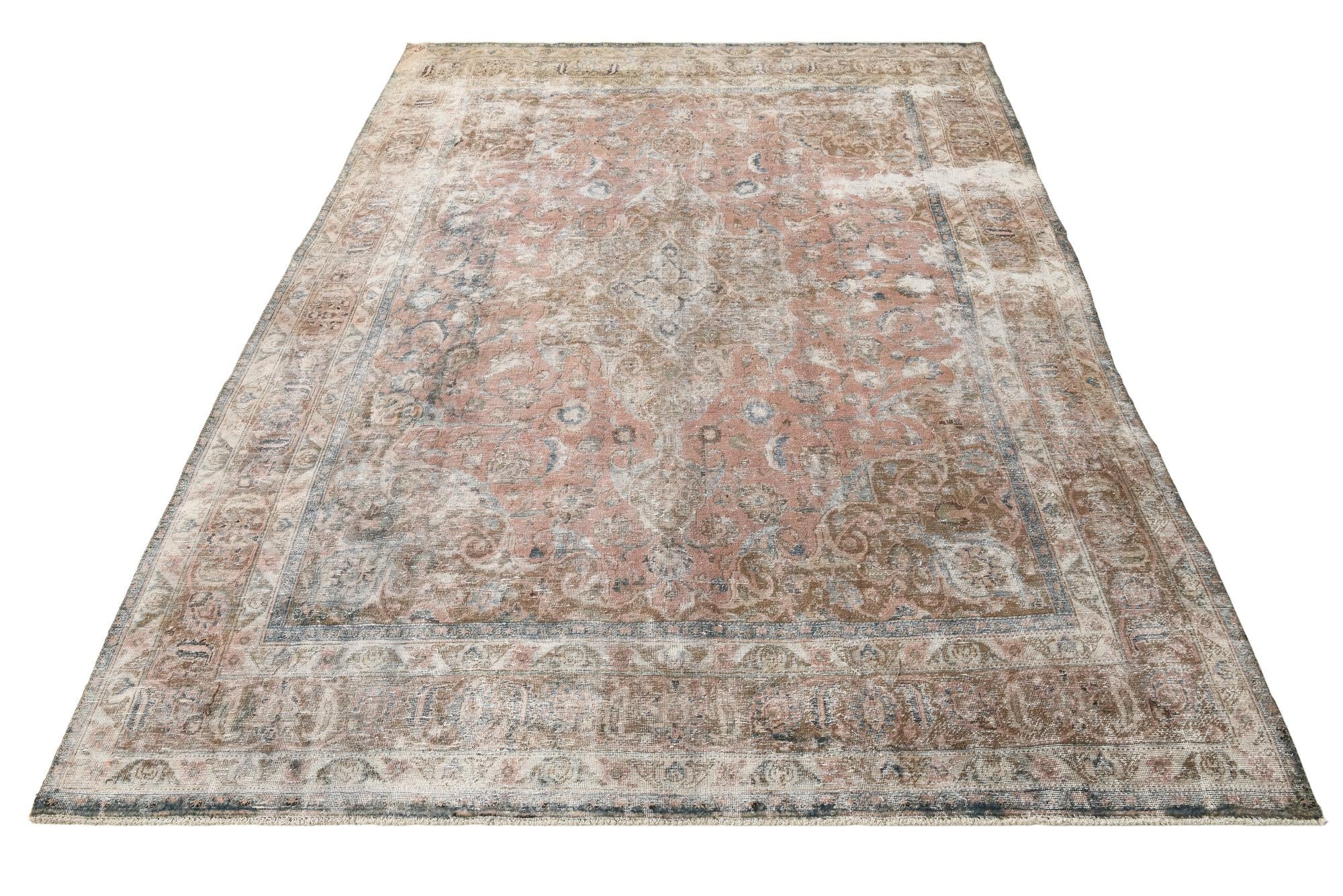 9' 7 x 12' 8 Hand Knotted Ultra Vintage Persian Wool Rug
