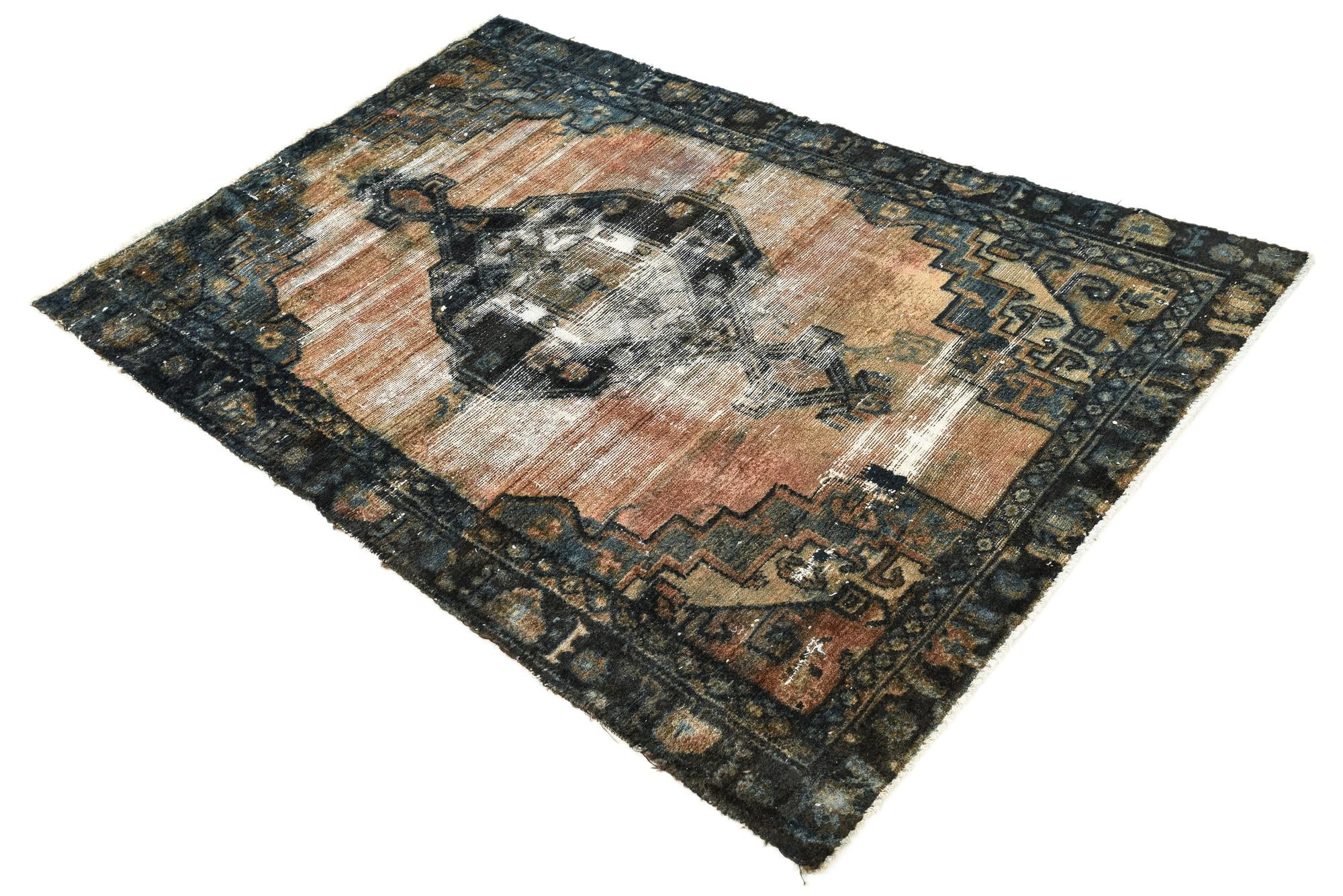 4' x 5' 9 Hand Knotted Ultra Vintage Persian Wool Rug