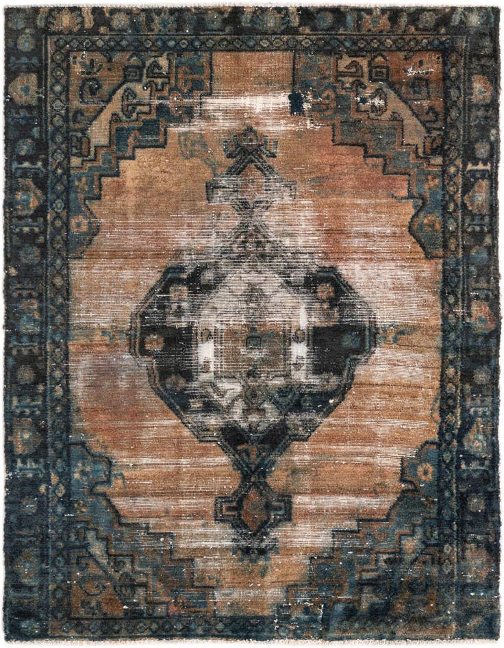 Detail image of 4' x 5' 9 Hand Knotted Ultra Vintage Persian Wool Rug