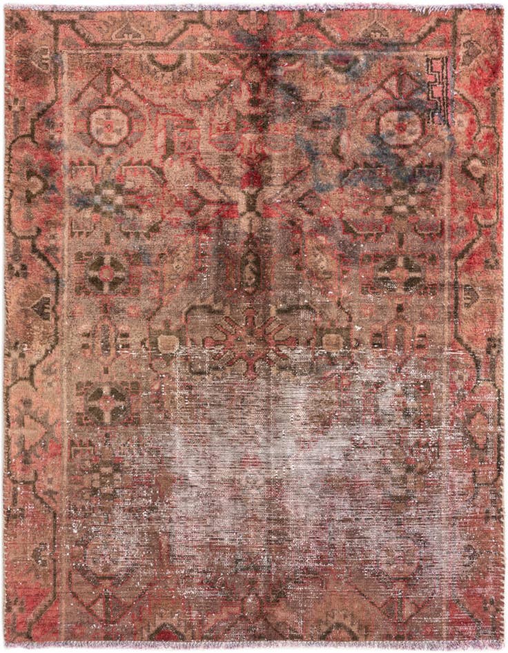 Detail image of 3' 7 x 4' 7 Hand Knotted Ultra Vintage Persian Wool Rug