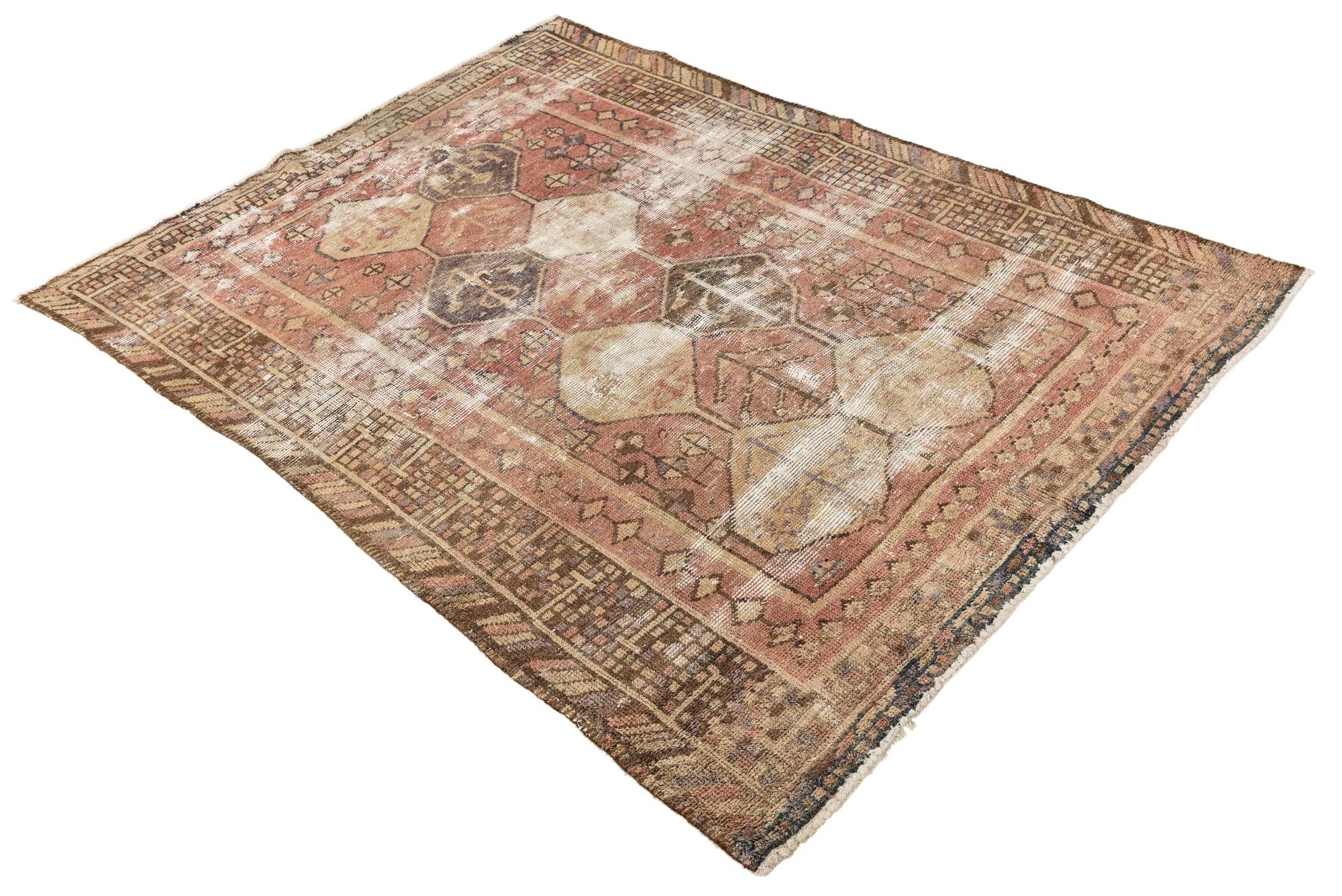 4' 8 x 6' 5 Hand Knotted Ultra Vintage Persian Wool Rug