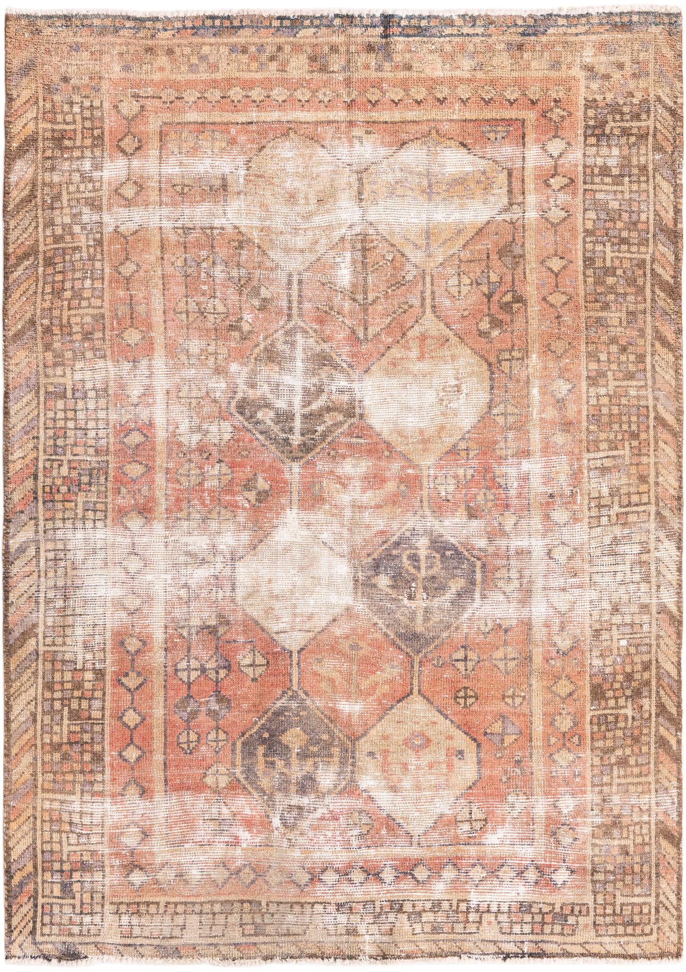 4' 8 x 6' 5 Hand Knotted Ultra Vintage Persian Wool Rug
