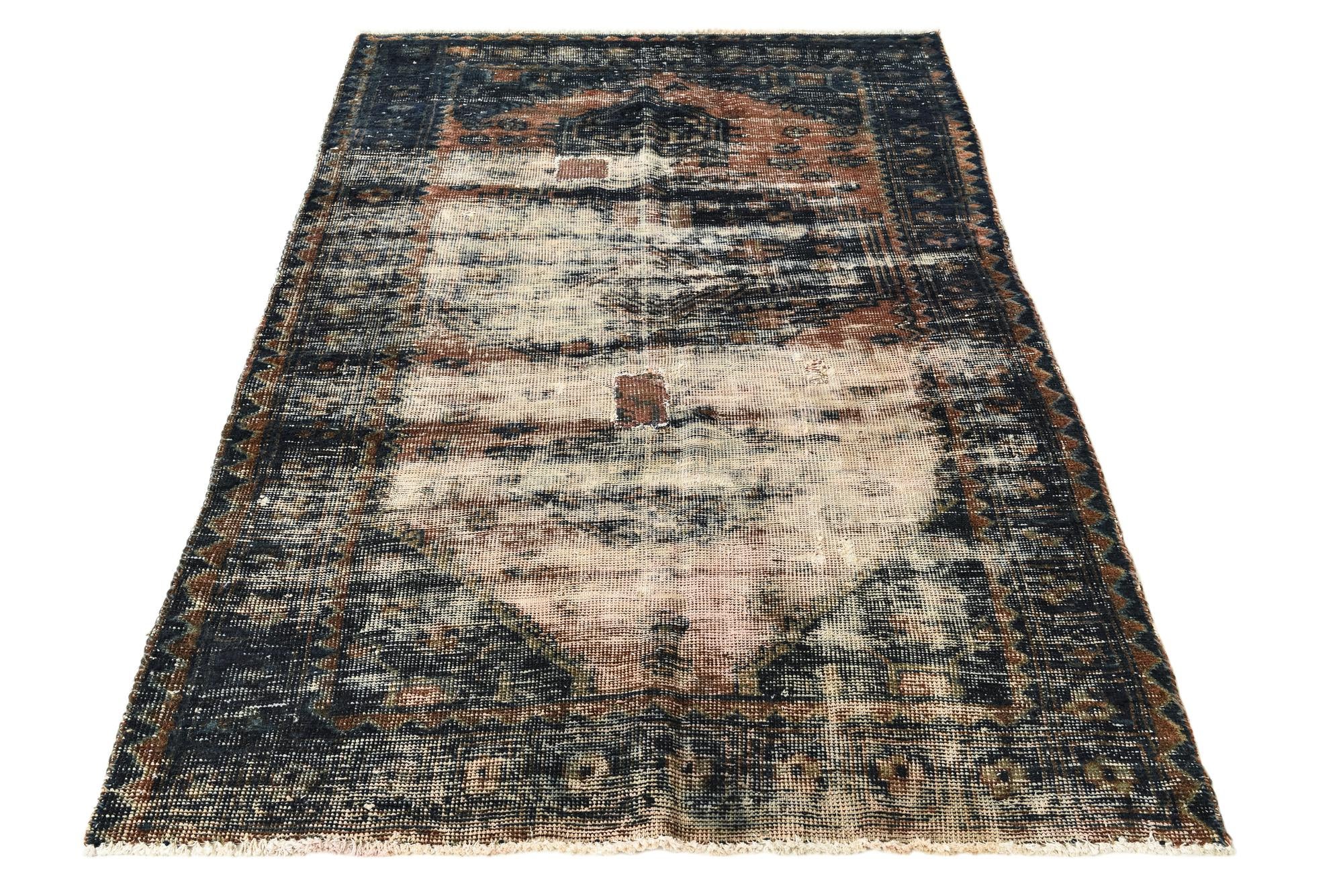 4' 3 x 6' 5 Hand Knotted Ultra Vintage Persian Wool Rug