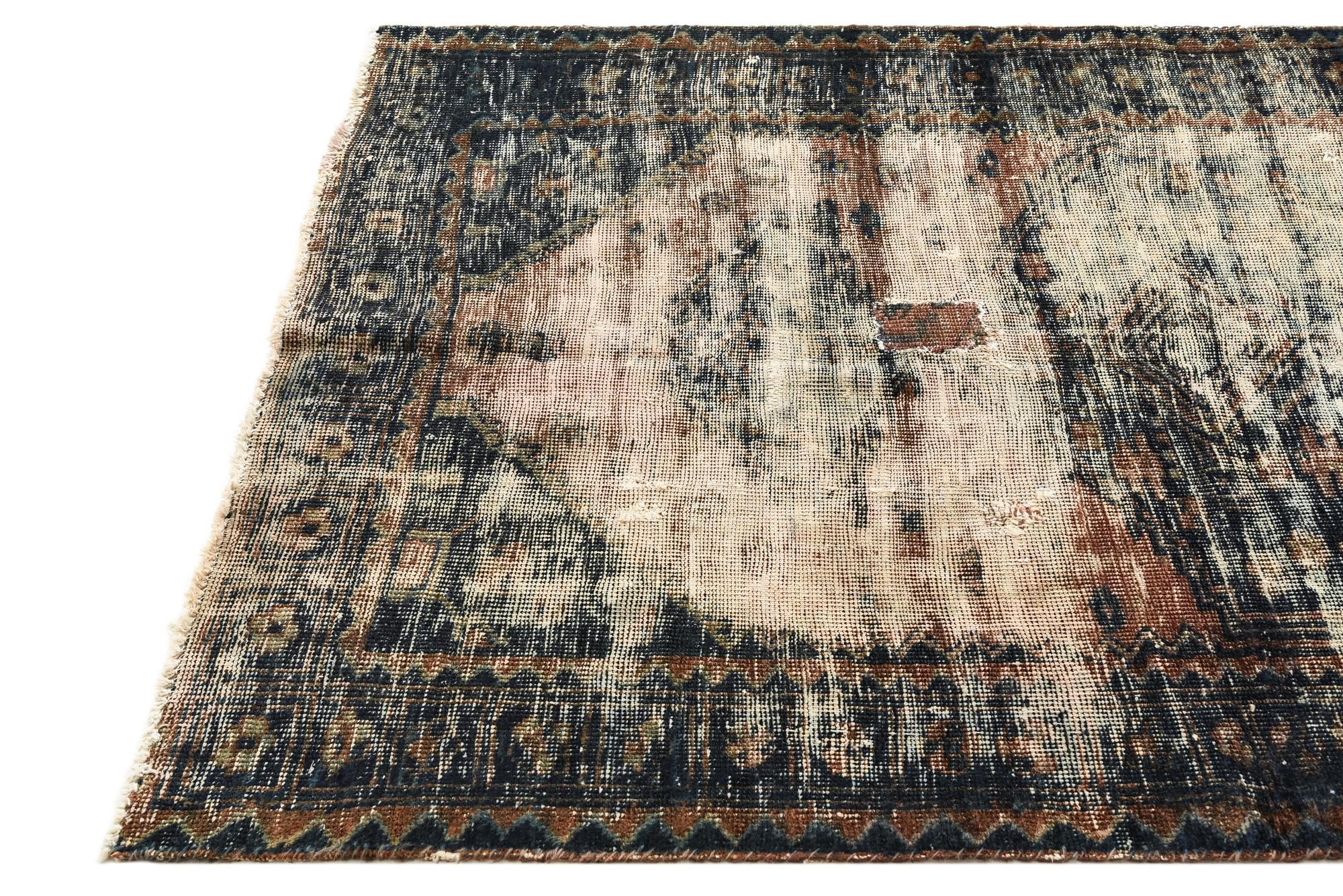 4' 3 x 6' 5 Hand Knotted Ultra Vintage Persian Wool Rug