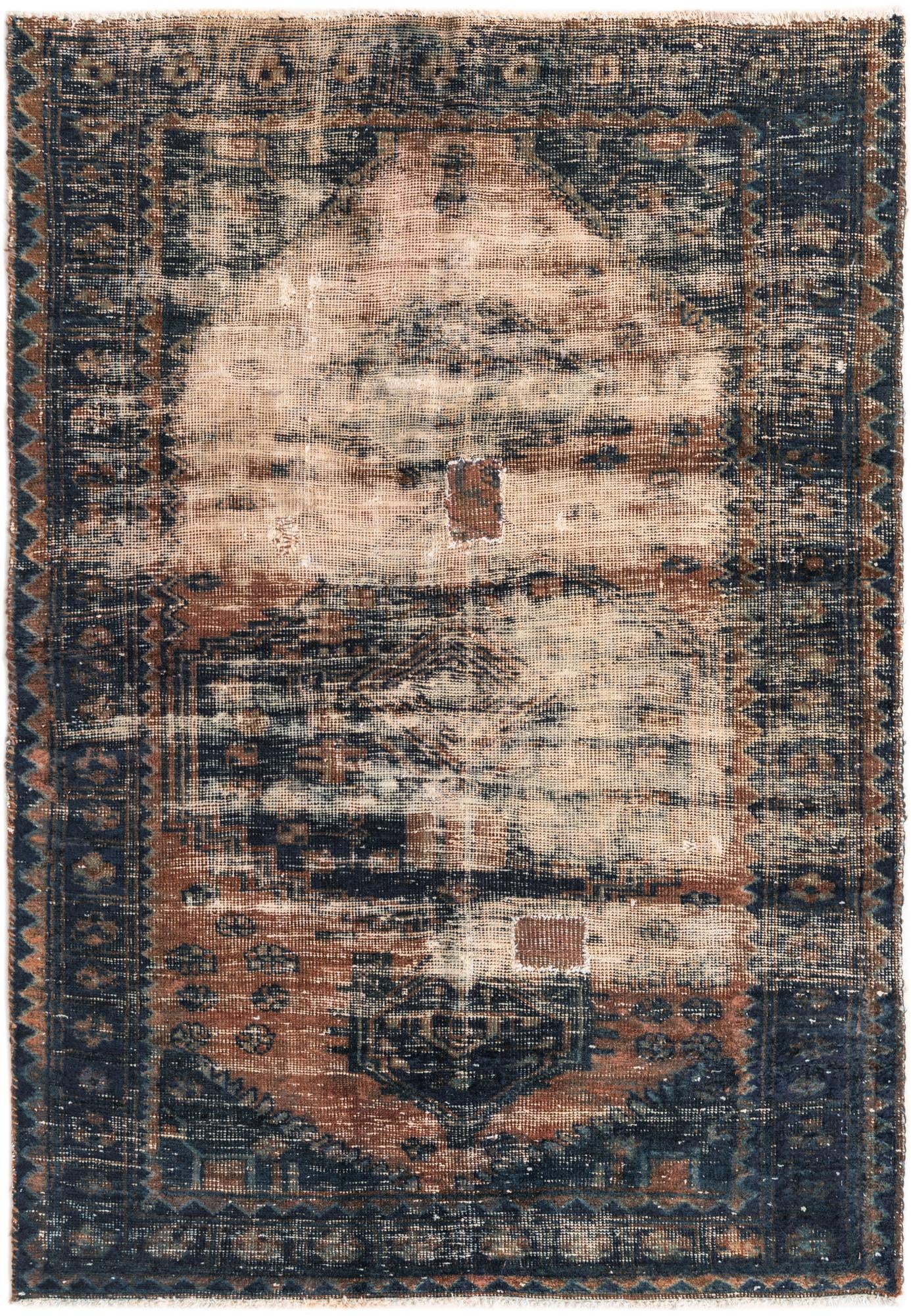 4' 3 x 6' 5 Hand Knotted Ultra Vintage Persian Wool Rug