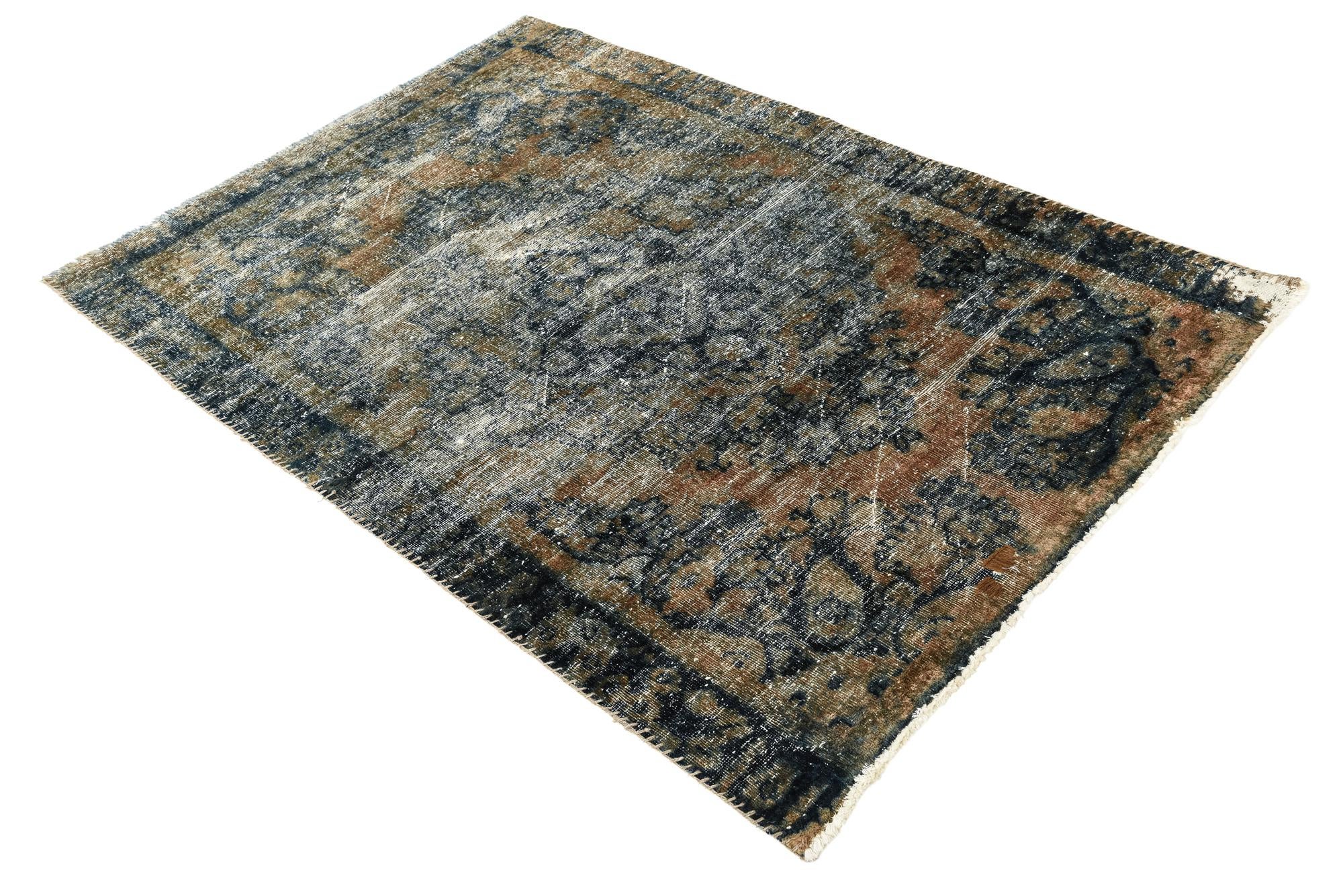 4' x 5' 10 Hand Knotted Ultra Vintage Persian Wool Rug