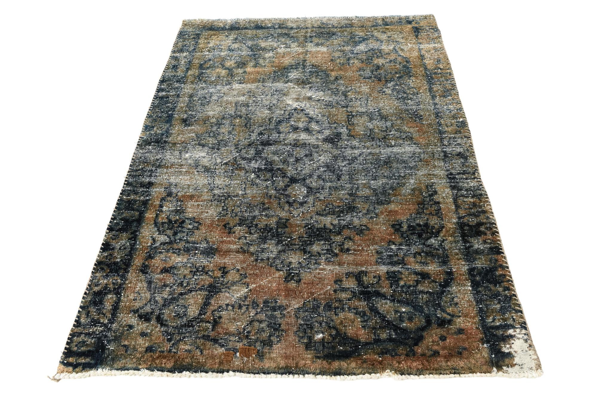 4' x 5' 10 Hand Knotted Ultra Vintage Persian Wool Rug