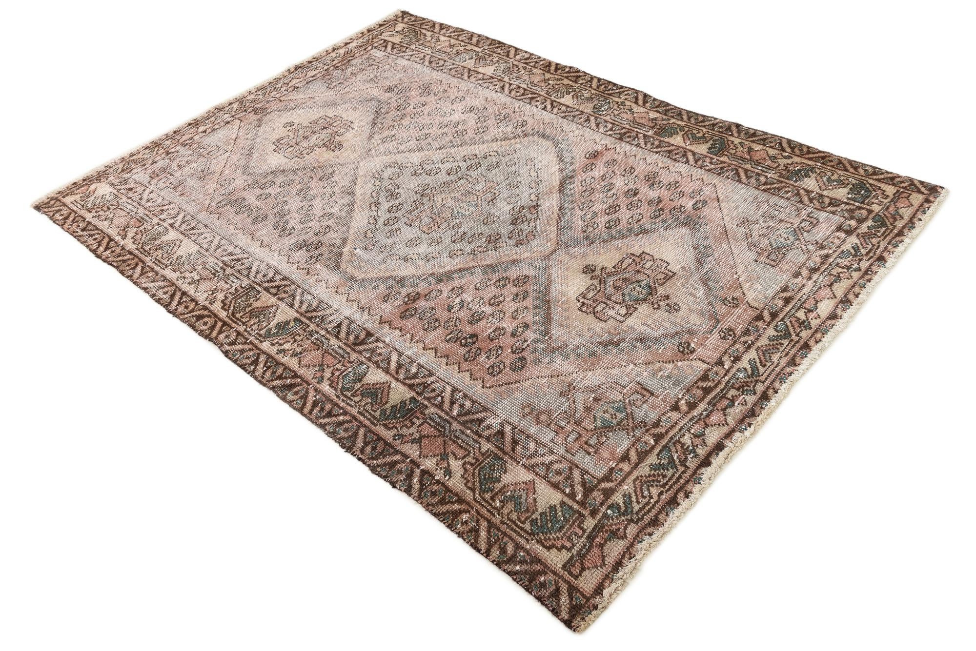 4' 7 x 6' 5 Hand Knotted Ultra Vintage Persian Wool Rug