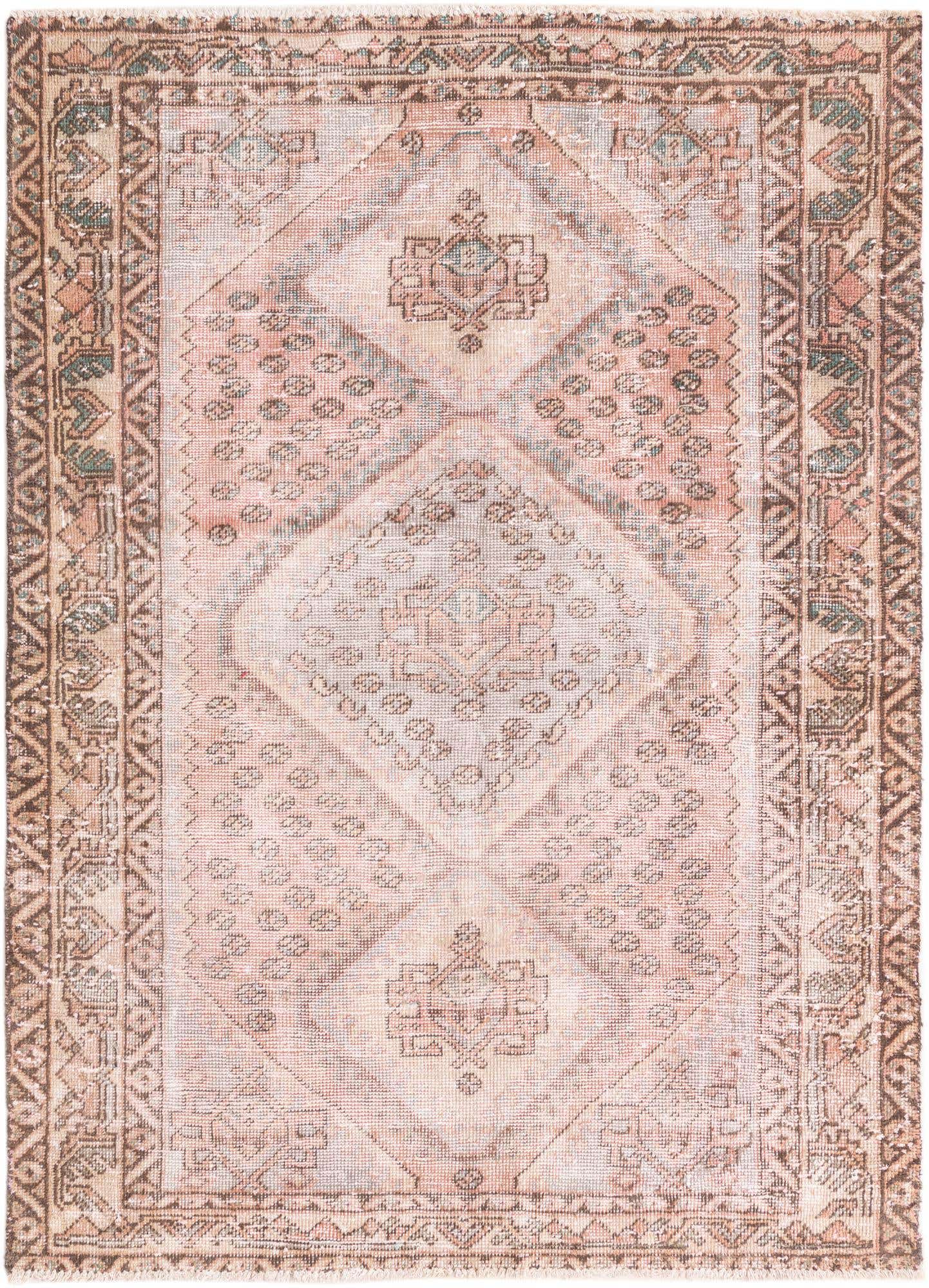 4' 7 x 6' 5 Hand Knotted Ultra Vintage Persian Wool Rug
