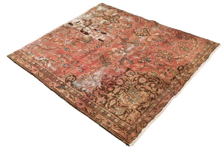 4' 3 x 5' Hand Knotted Ultra Vintage Persian Wool Rug
