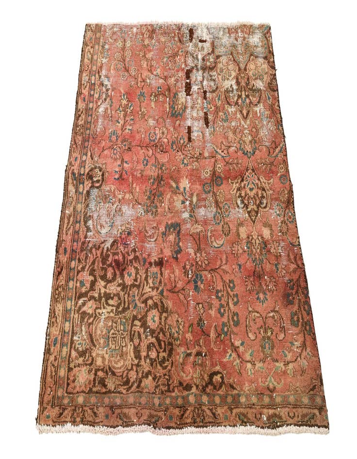 Detail image of 4' 3 x 5'  Hand Knotted Ultra Vintage Persian Wool Rug