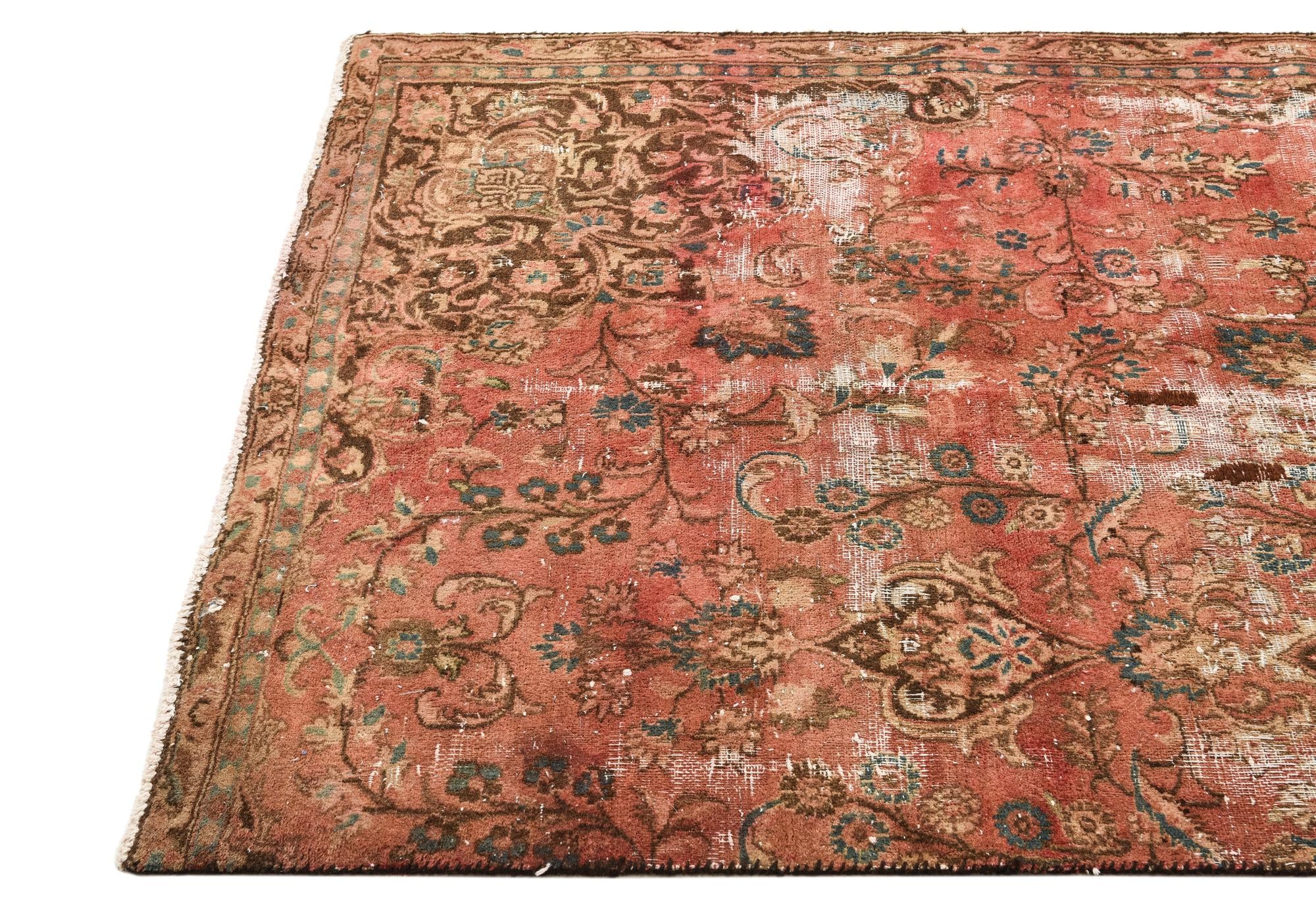 4' 3 x 5' Hand Knotted Ultra Vintage Persian Wool Rug