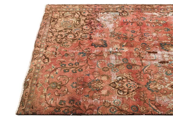 Detail image of 4' 3 x 5' Hand Knotted Ultra Vintage Persian Wool Rug
