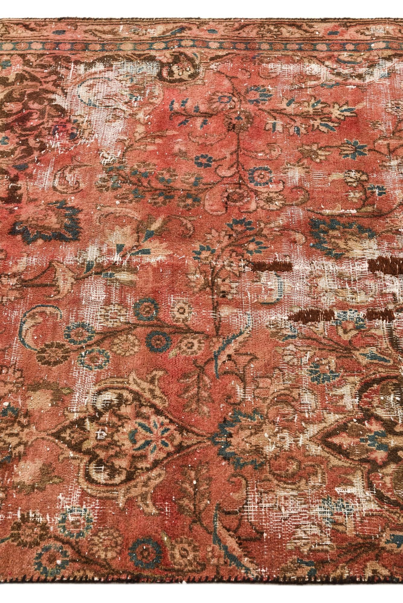 4' 3 x 5' Hand Knotted Ultra Vintage Persian Wool Rug