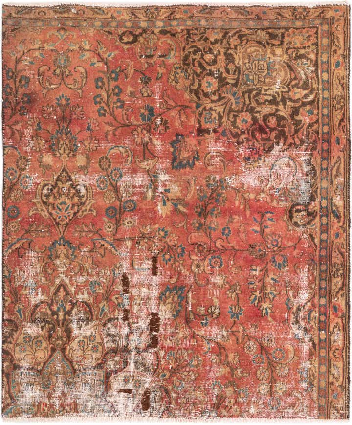 4' 3 x 5' Hand Knotted Ultra Vintage Persian Wool Rug