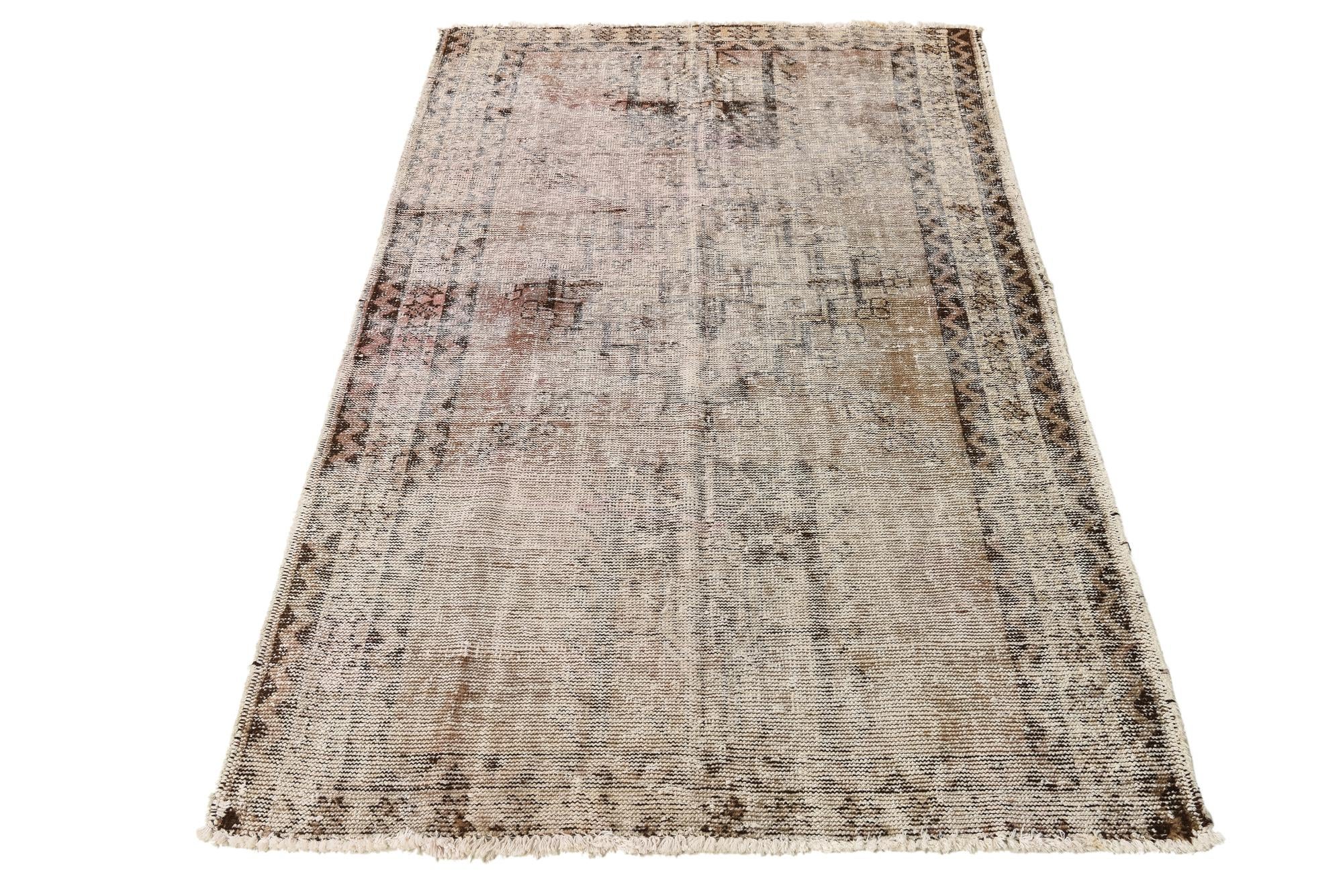 4' x 6' 5 Hand Knotted Ultra Vintage Persian Wool Rug