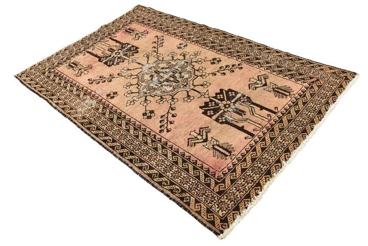 4' x 6' 4 Hand Knotted Ultra Vintage Persian Wool Rug