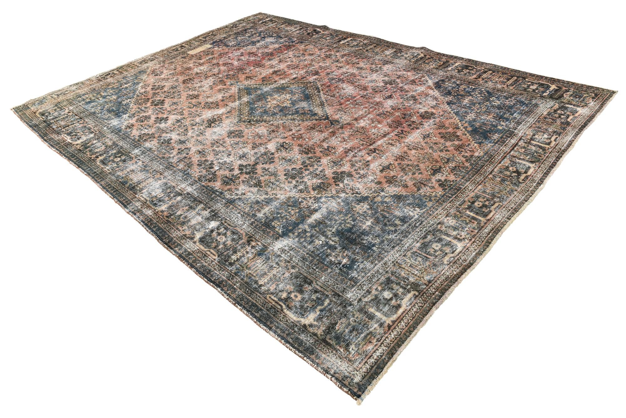 9' 1 x 12' 2 Hand Knotted Ultra Vintage Persian Wool Rug