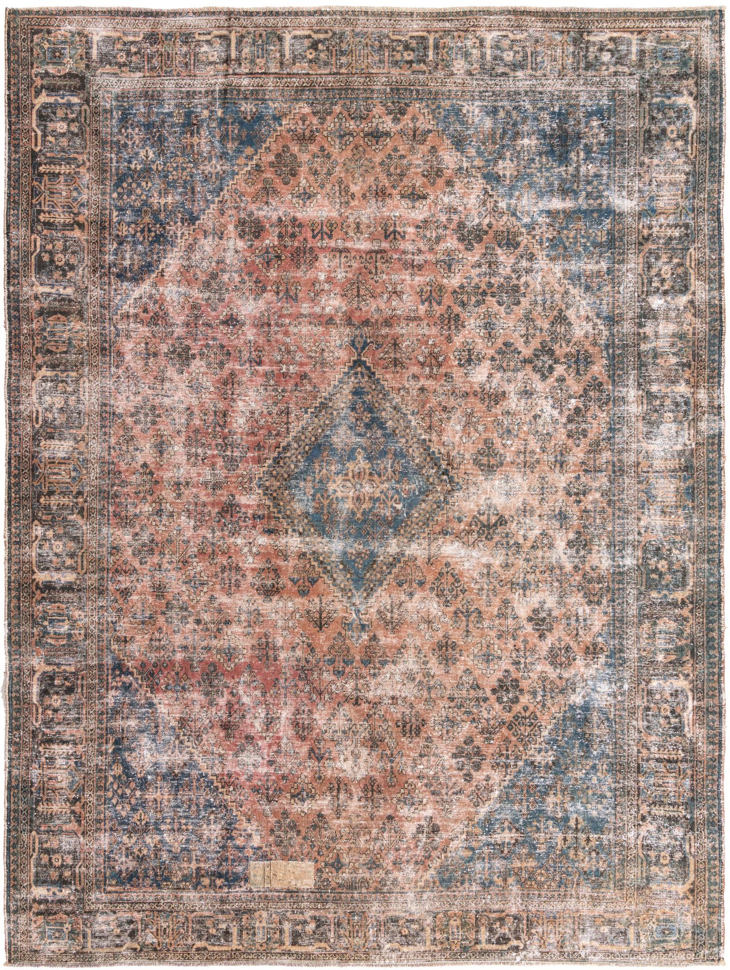 9' 1 x 12' 2 Hand Knotted Ultra Vintage Persian Wool Rug