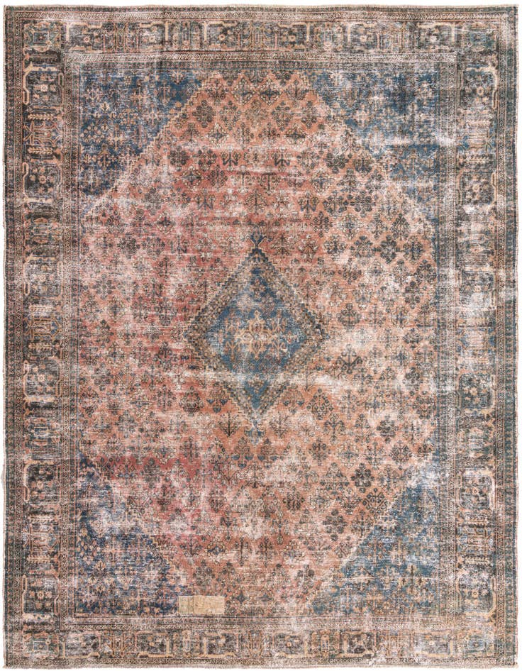 Detail image of 9' 1 x 12' 2 Hand Knotted Ultra Vintage Persian Wool Rug