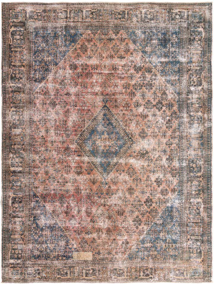 275cm x 370cm Handgeknoopt Ultra Vintage Perzisch Wol Vloerkleed