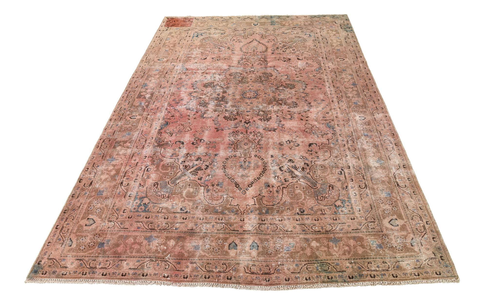 6' 6 x 9' 6 Hand Knotted Ultra Vintage Persian Wool Rug