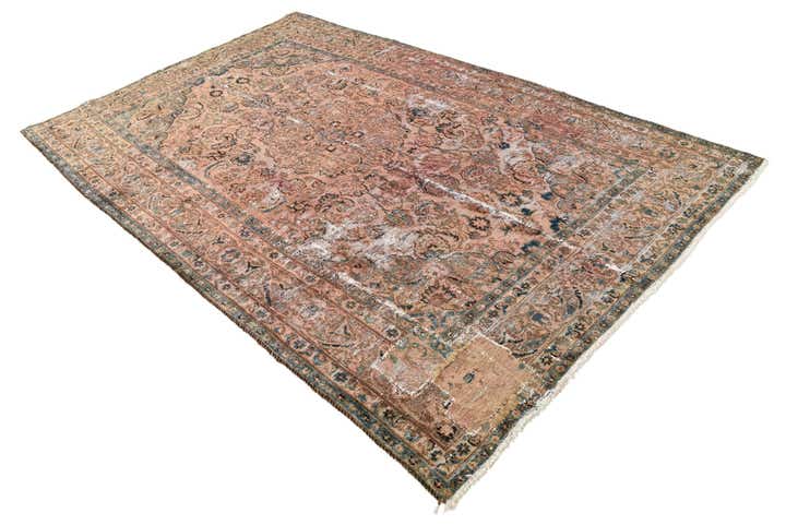 6' 2 x 9' 10 Hand Knotted Ultra Vintage Persian Wool Rug
