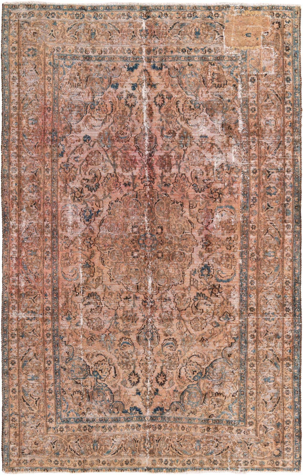 6' 2 x 9' 10 Hand Knotted Ultra Vintage Persian Wool Rug