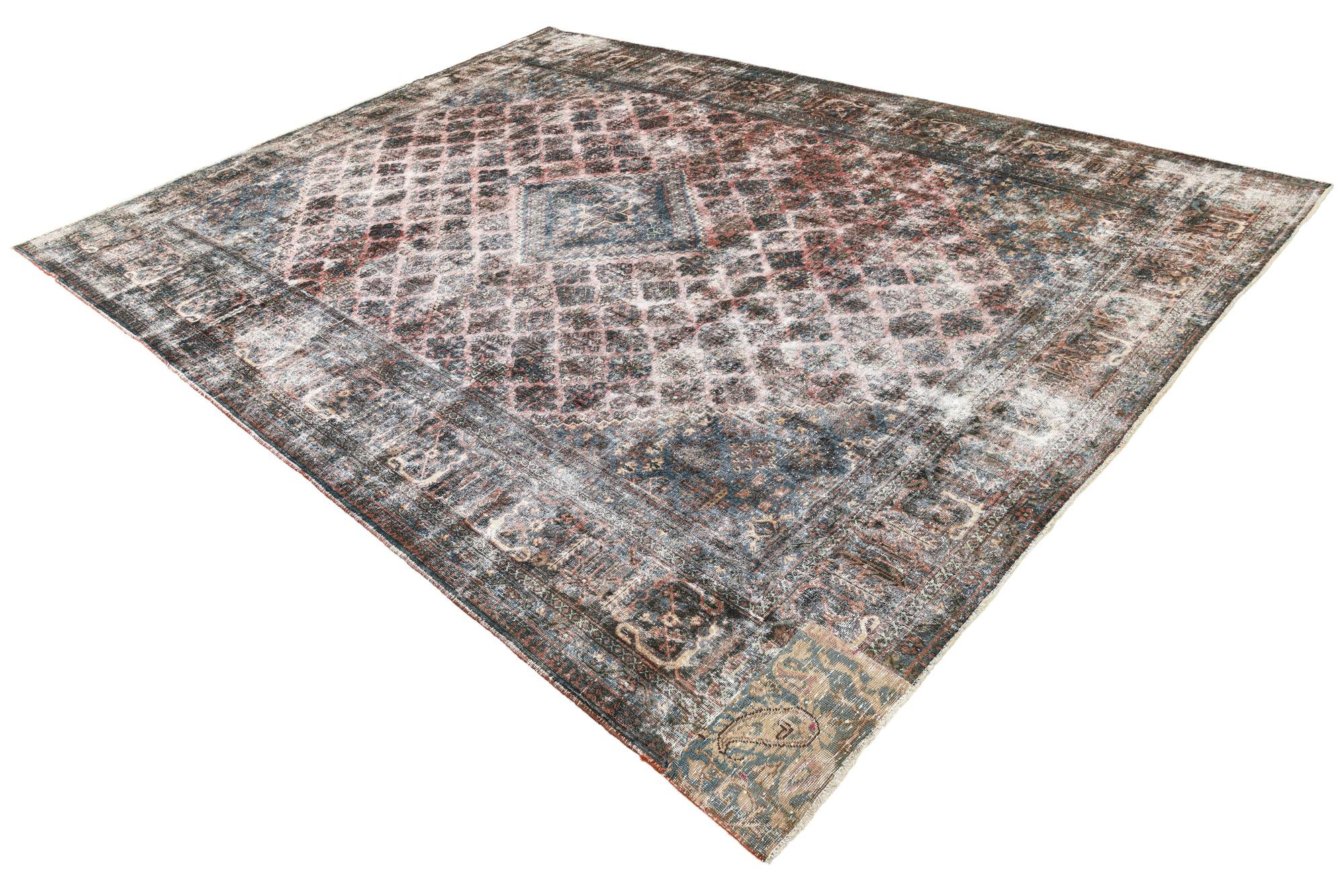 9' x 12' 1 Hand Knotted Ultra Vintage Persian Wool Rug