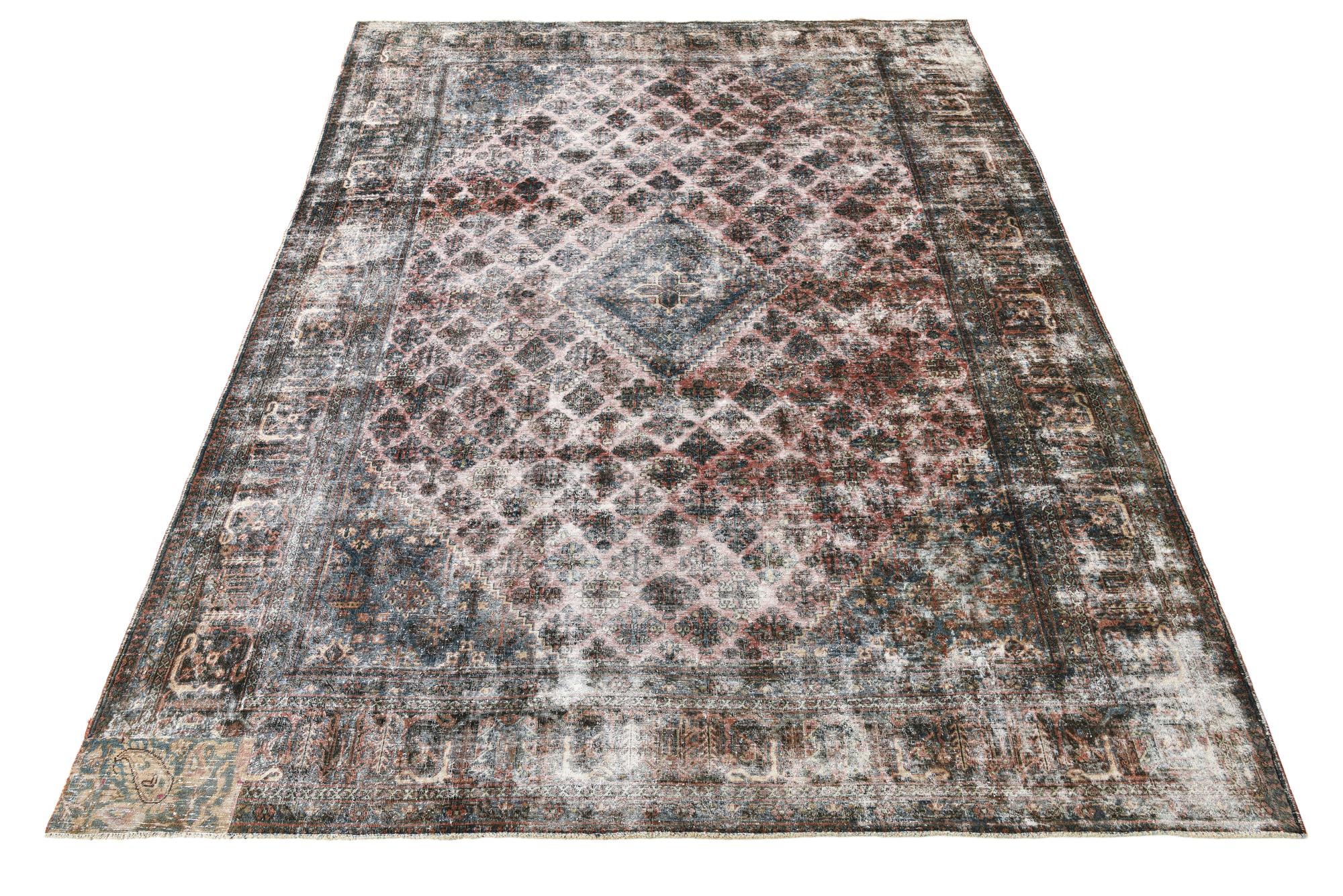 9' x 12' 1 Hand Knotted Ultra Vintage Persian Wool Rug