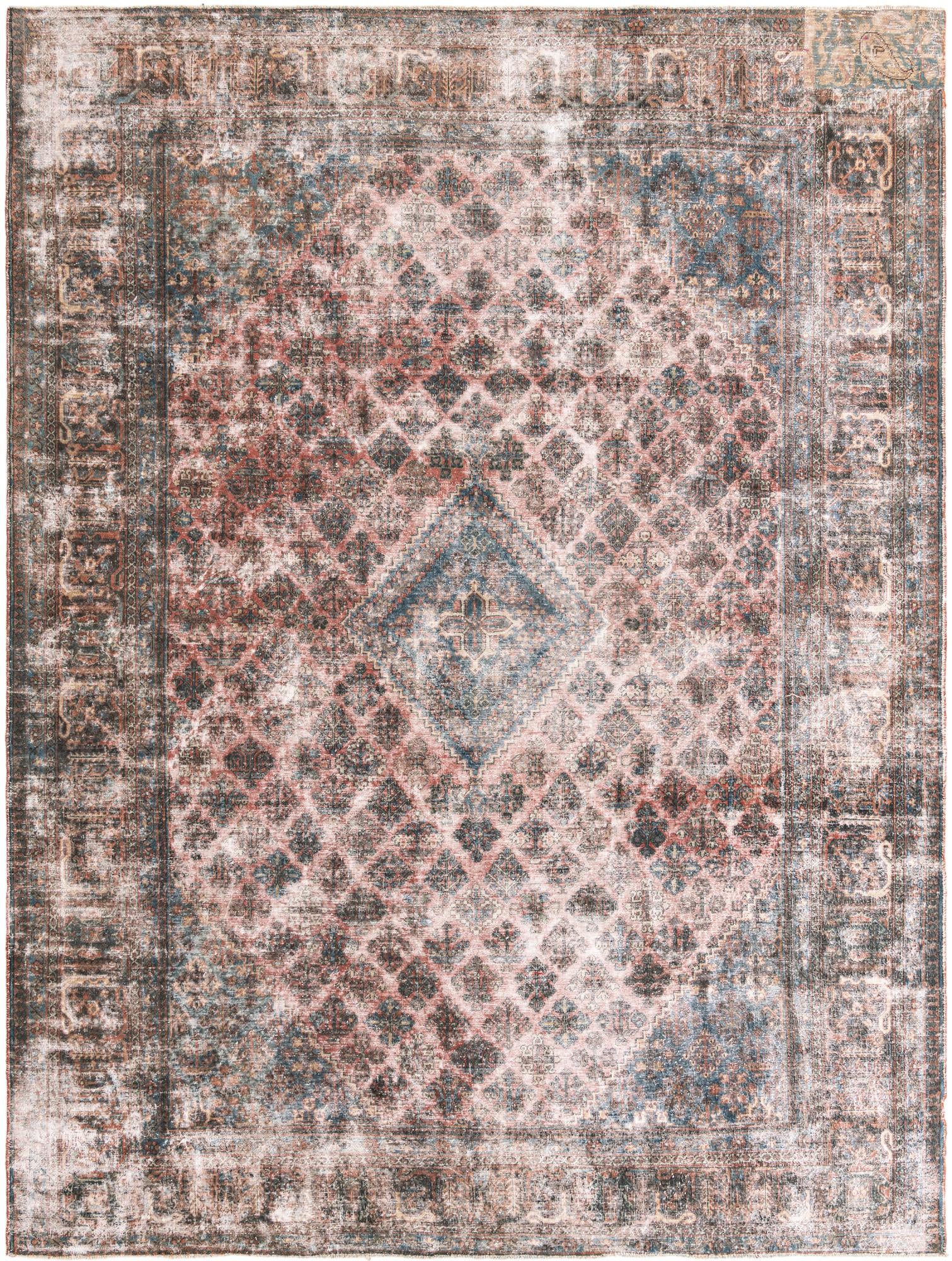 9' x 12' 1 Hand Knotted Ultra Vintage Persian Wool Rug