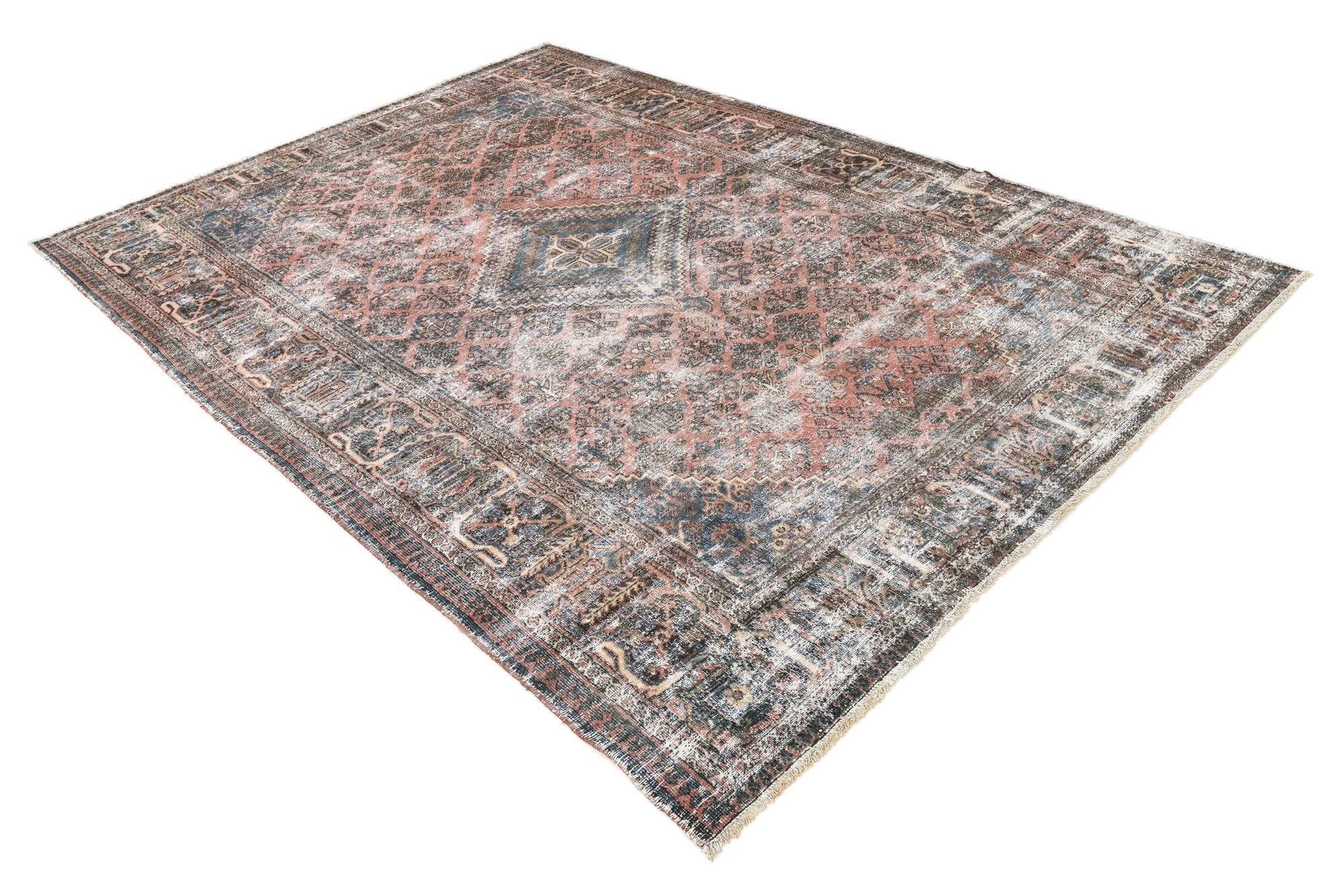 7' 3 x 10' 4 Hand Knotted Ultra Vintage Persian Wool Rug