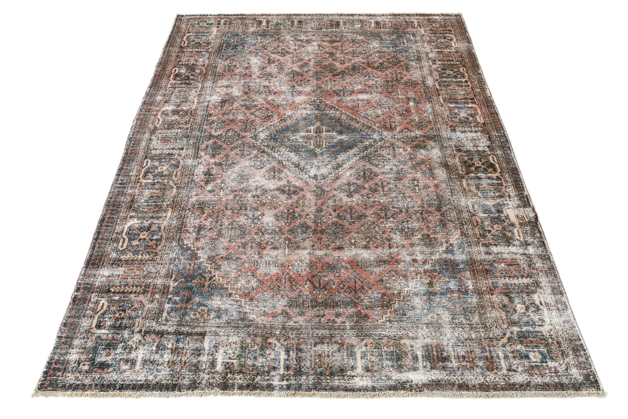 7' 3 x 10' 4 Hand Knotted Ultra Vintage Persian Wool Rug