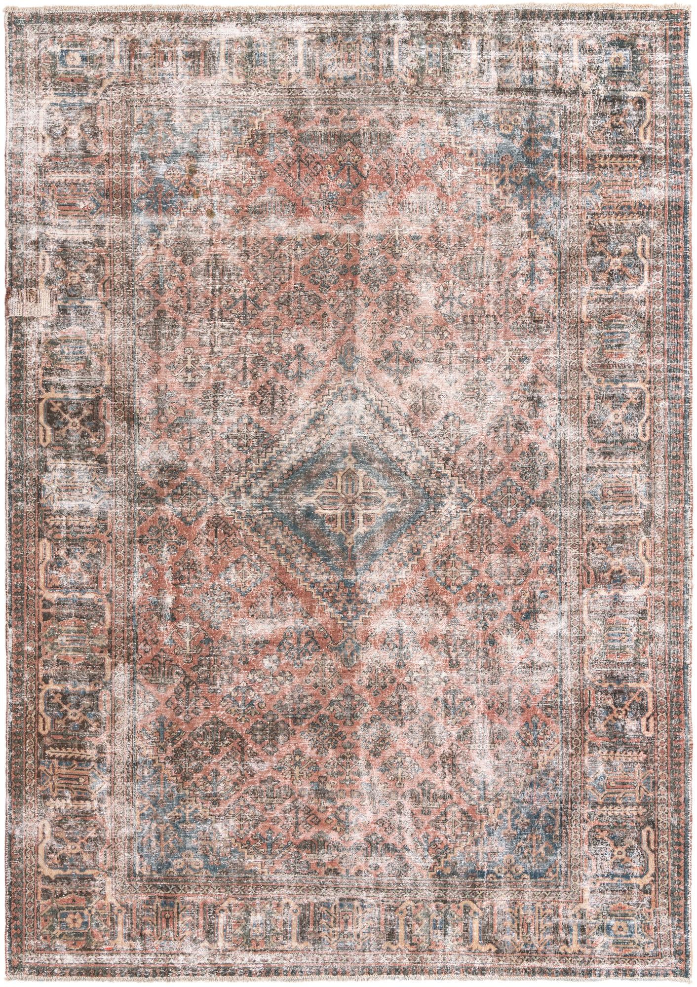 7' 3 x 10' 4 Hand Knotted Ultra Vintage Persian Wool Rug