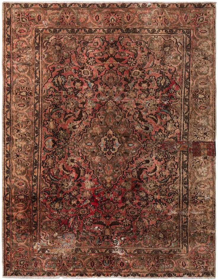 Detail image of 4' 2 x 6' 10 Hand Knotted Ultra Vintage Persian Wool Rug
