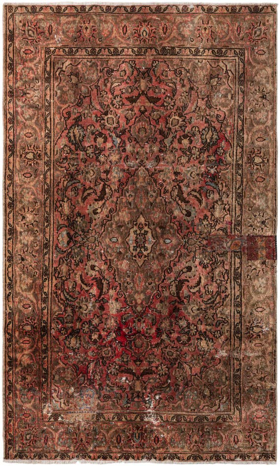 Detail image of 4' 2 x 6' 10 Hand Knotted Ultra Vintage Persian Wool Rug