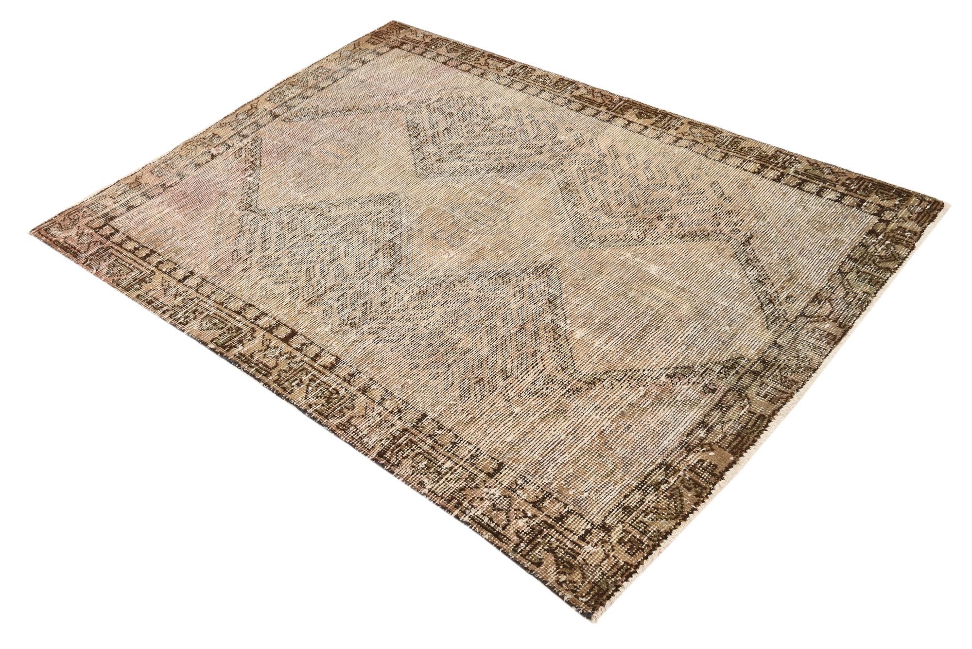 4' 4 x 6' 3 Hand Knotted Ultra Vintage Persian Wool Rug