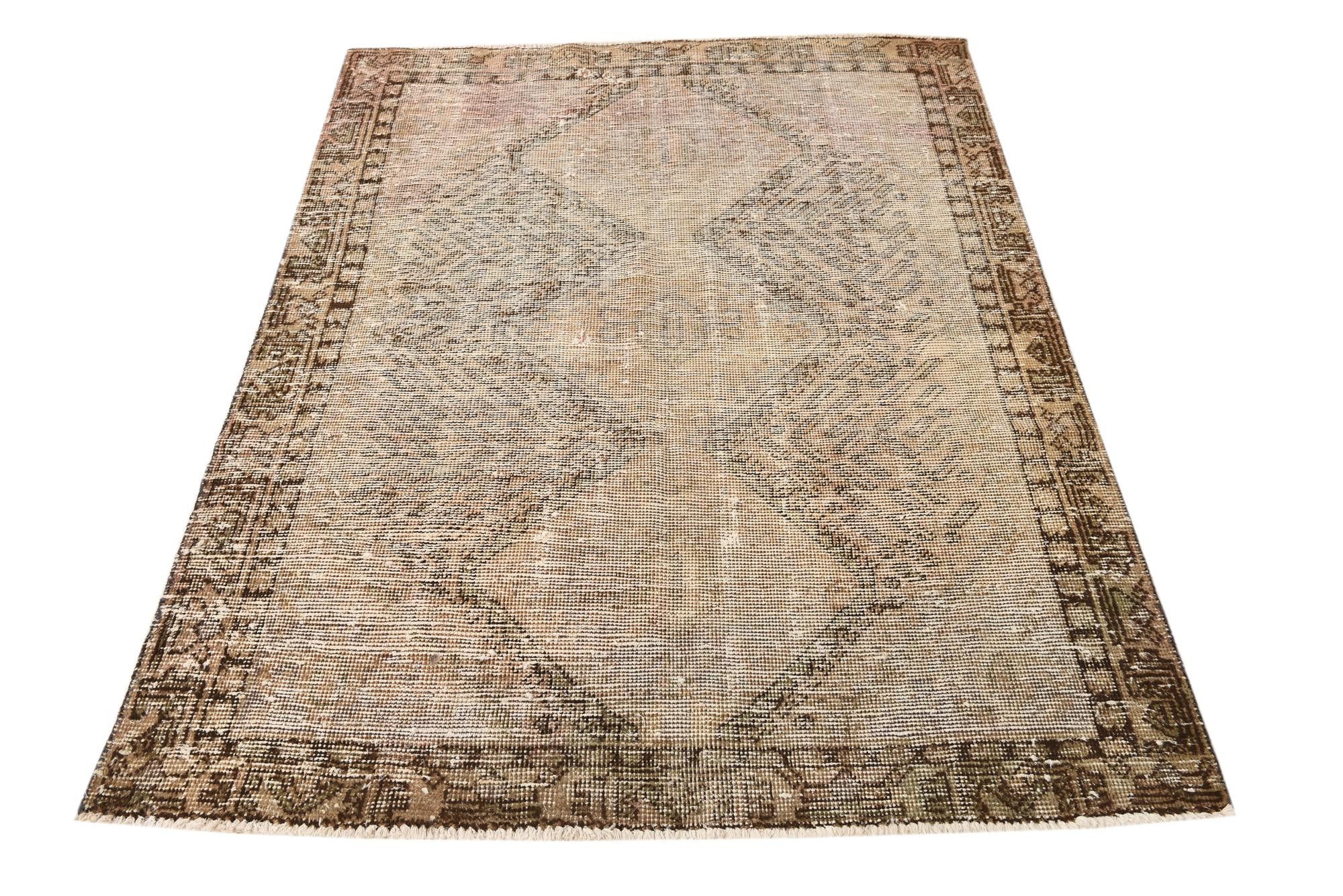 4' 4 x 6' 3 Hand Knotted Ultra Vintage Persian Wool Rug