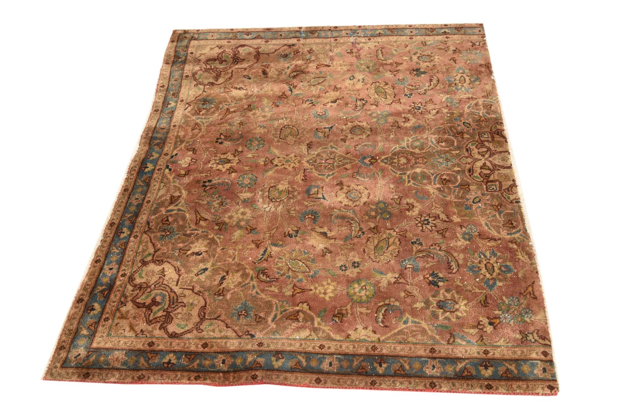 3' 9 x 4' 8 Hand Knotted Ultra Vintage Persian Wool Rug