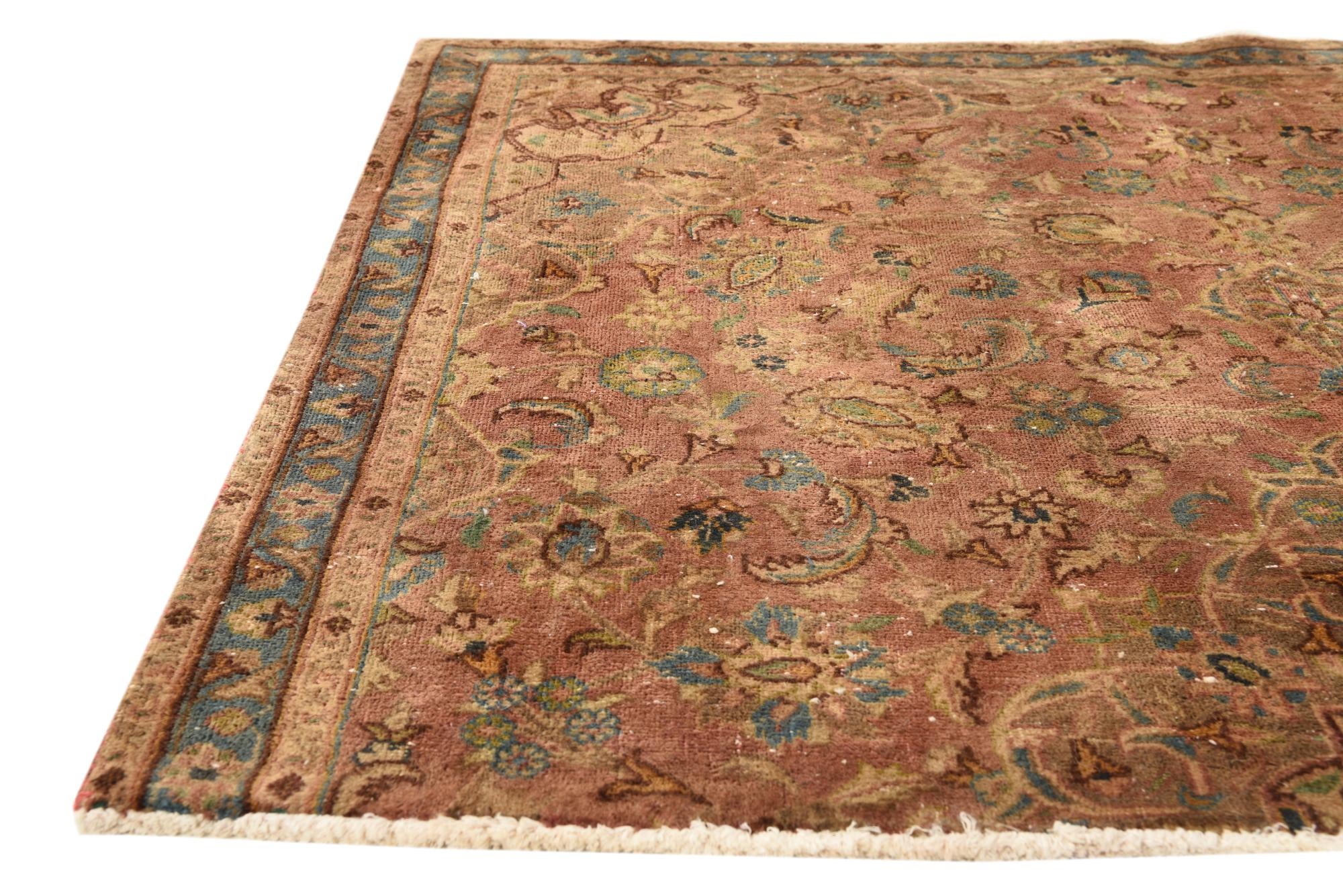 3' 9 x 4' 8 Hand Knotted Ultra Vintage Persian Wool Rug