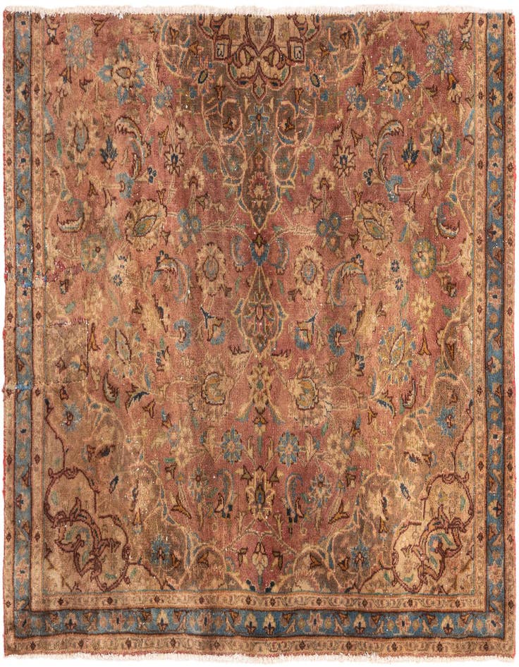 Detail image of 3' 9 x 4' 8 Hand Knotted Ultra Vintage Persian Wool Rug