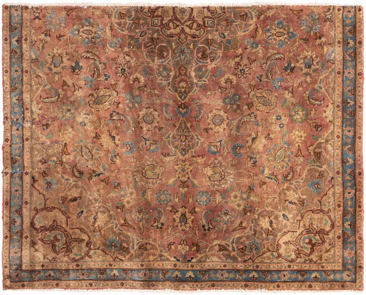 Detail image of 3' 9 x 4' 8 Hand Knotted Ultra Vintage Persian Wool Rug