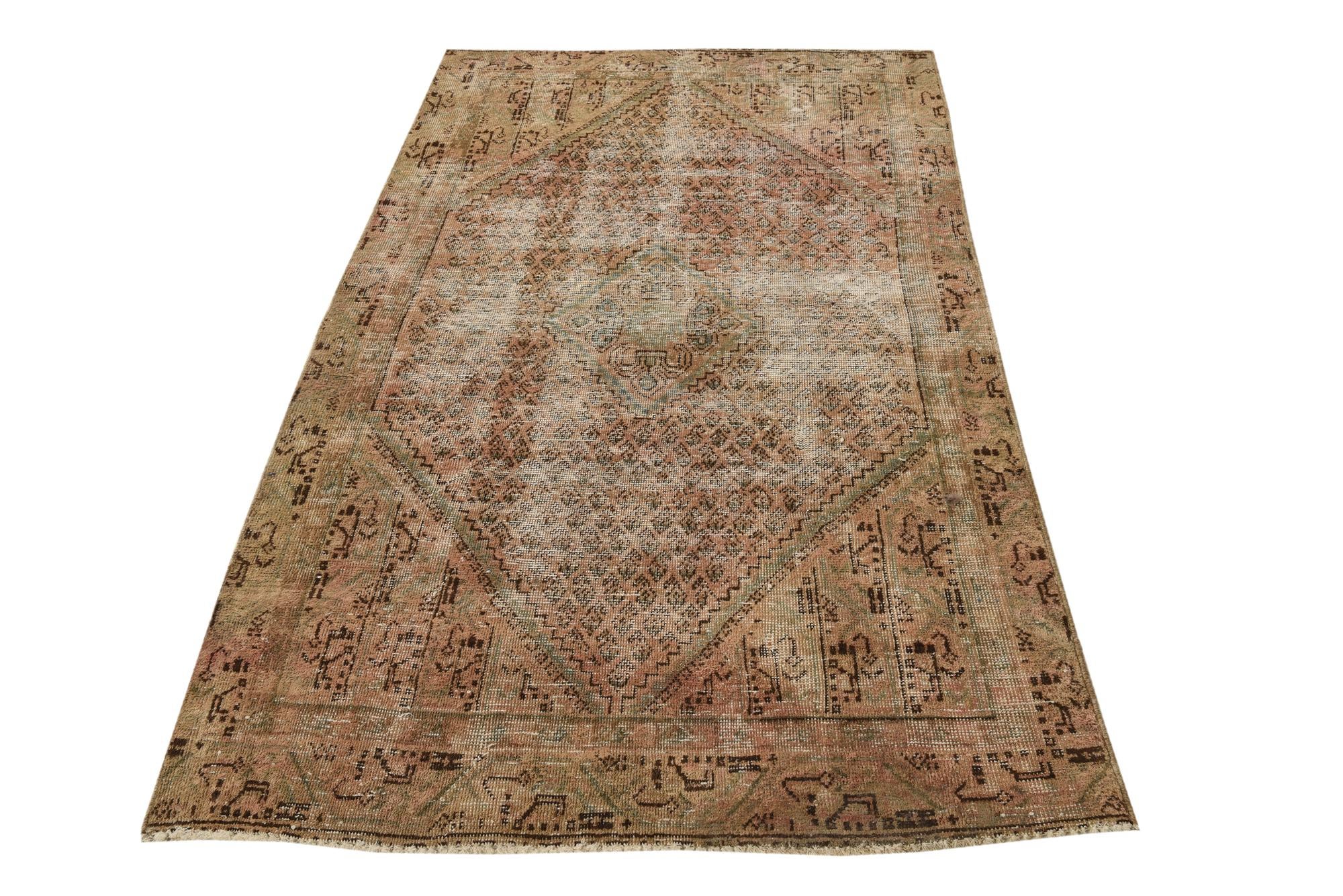 3' 8 x 6' 4 Hand Knotted Ultra Vintage Persian Wool Rug