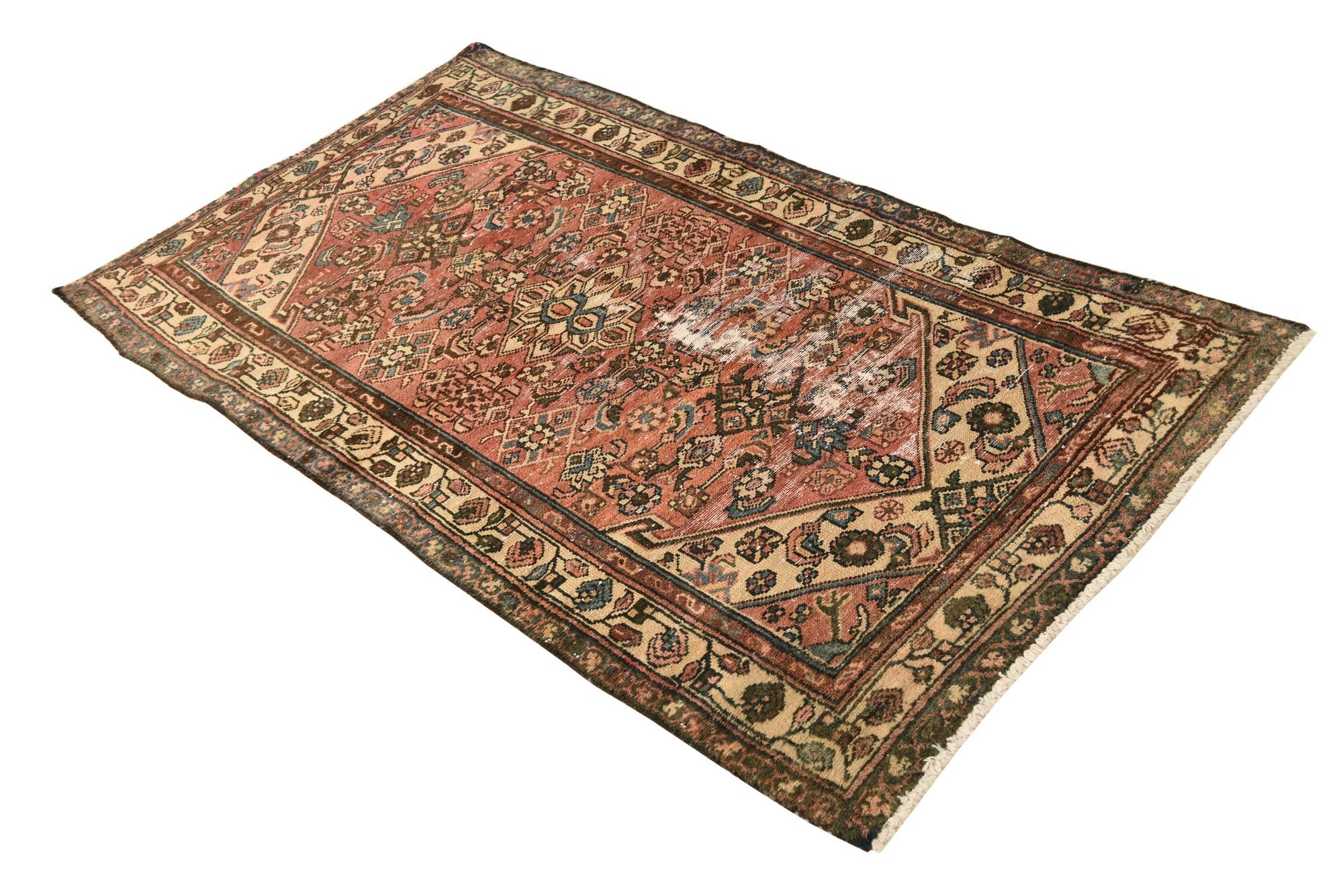 3' 3 x 6' 4 Hand Knotted Ultra Vintage Persian Wool Rug