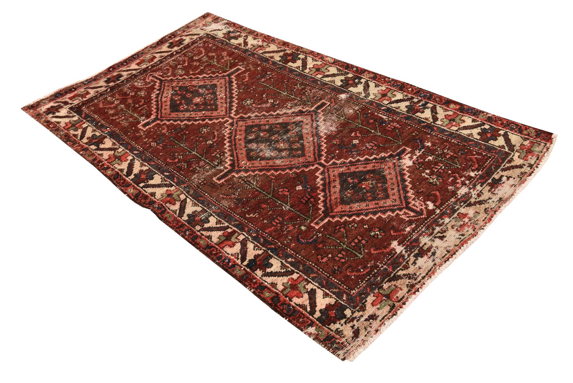 3' 5 x 5' 7 Hand Knotted Ultra Vintage Persian Wool Rug