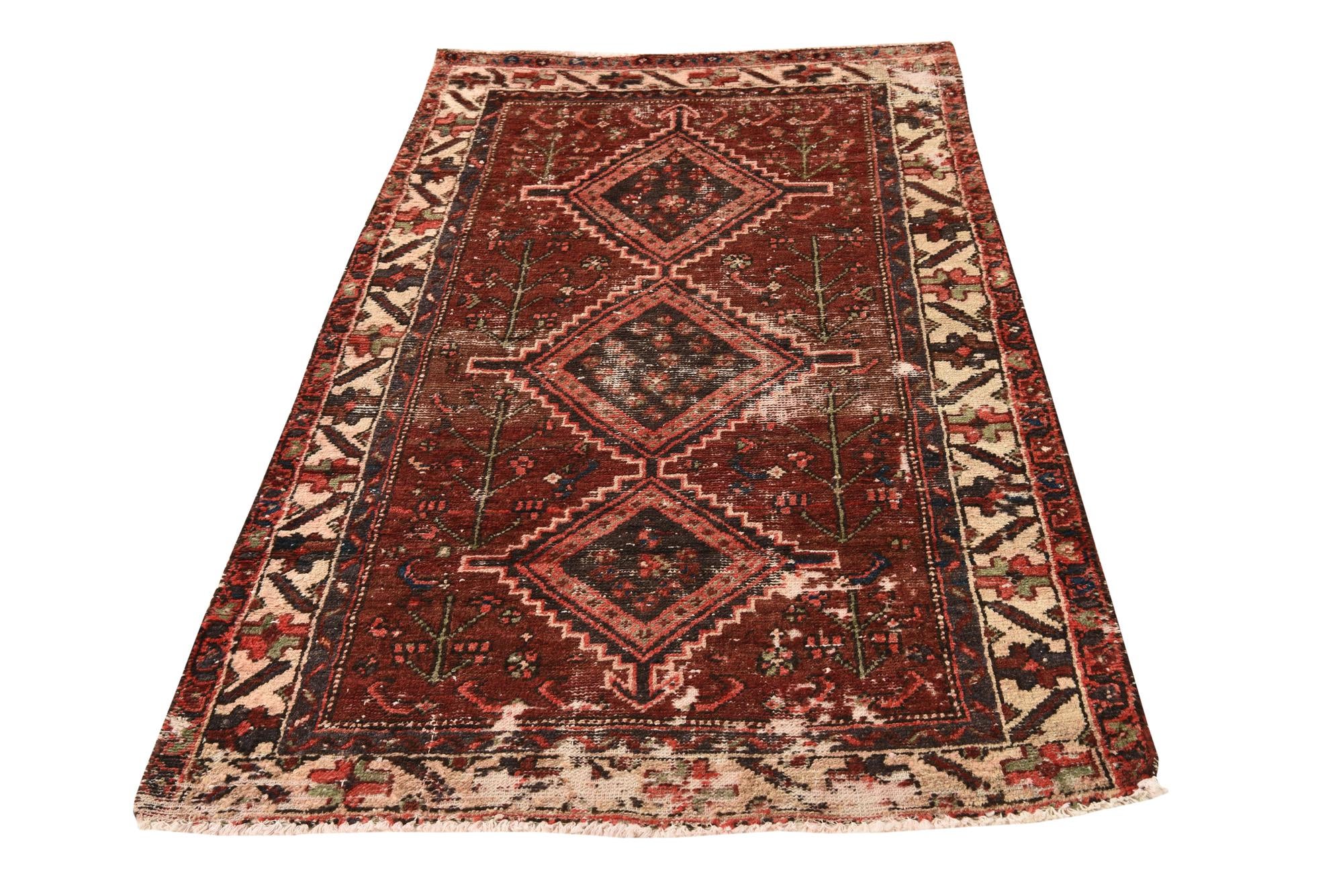 3' 5 x 5' 7 Hand Knotted Ultra Vintage Persian Wool Rug